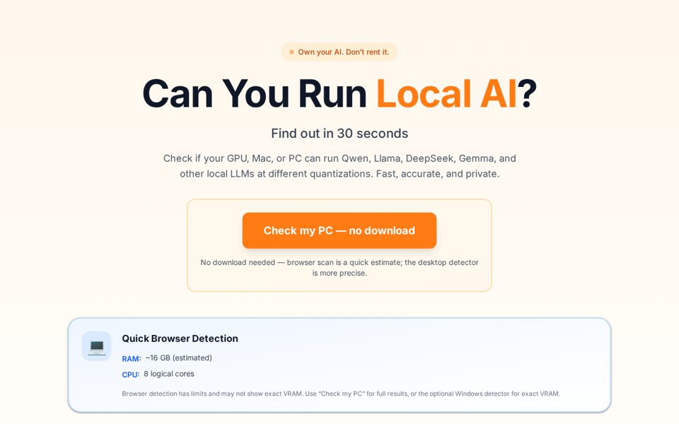 CanYouRunLLM screenshot